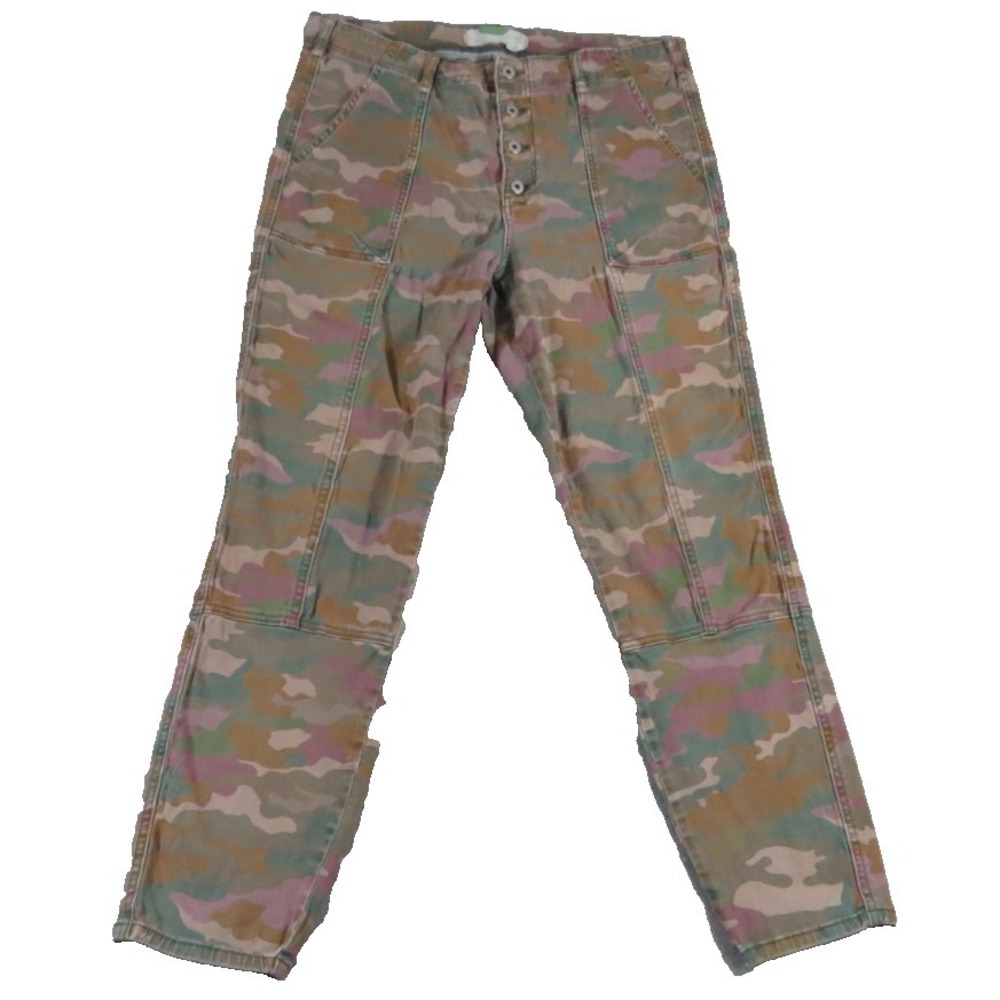 Anthropologie Pants‎ Women 32 Camo Button Utility Slim Cotton Camouflage Cargo